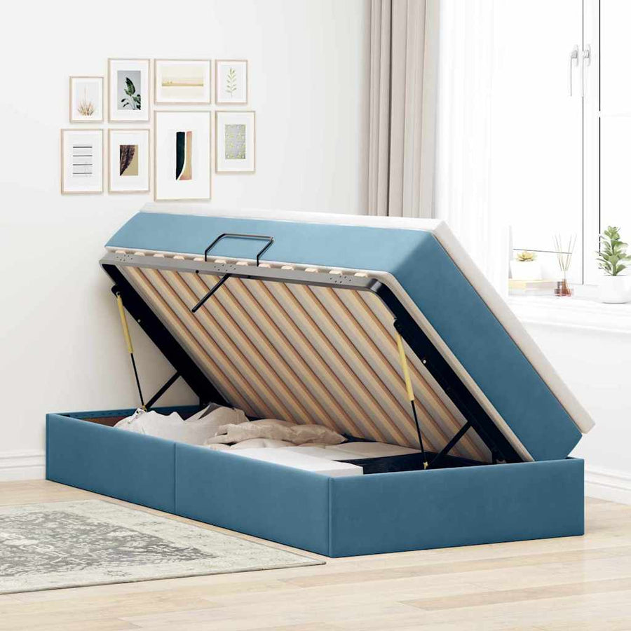 Opbergbed met matras Donkerblauw 100 x 200 cm Fluweel