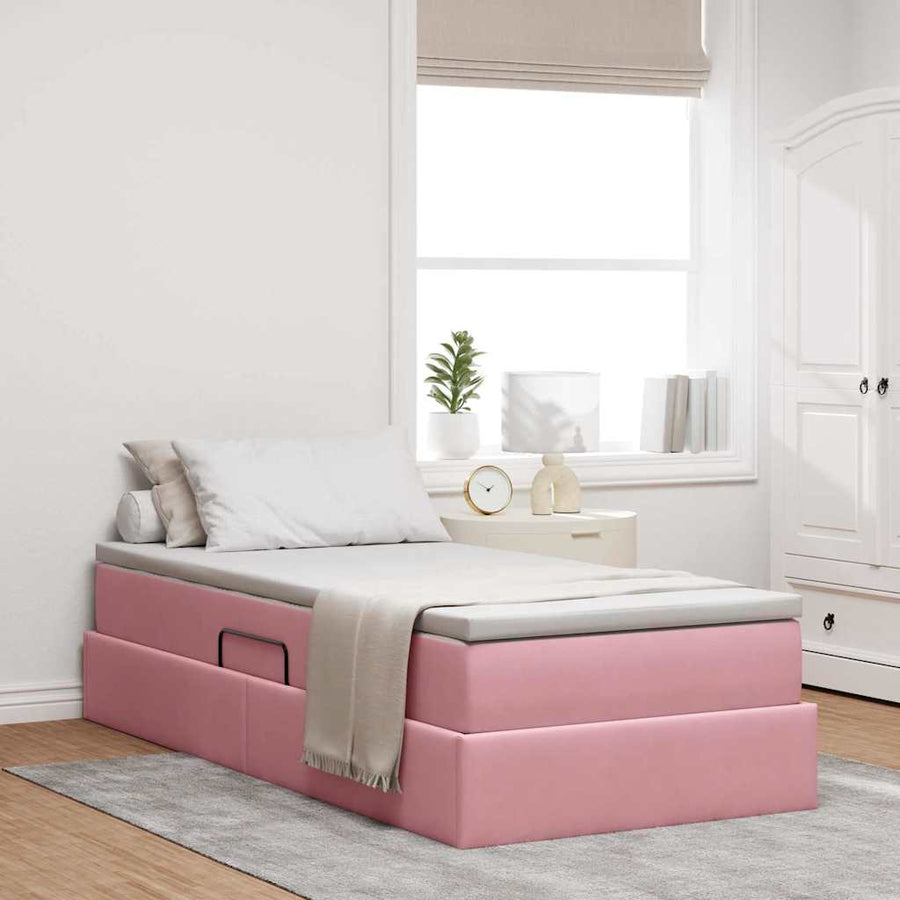 Opbergbed met matras met matras Roze 100 x 200 cm Fluweel