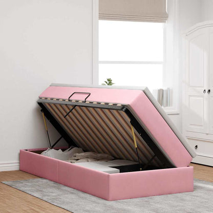 Opbergbed met matras met matras Roze 100 x 200 cm Fluweel