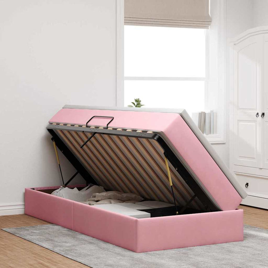 Opbergbed met matras met matras Roze 100 x 200 cm Fluweel