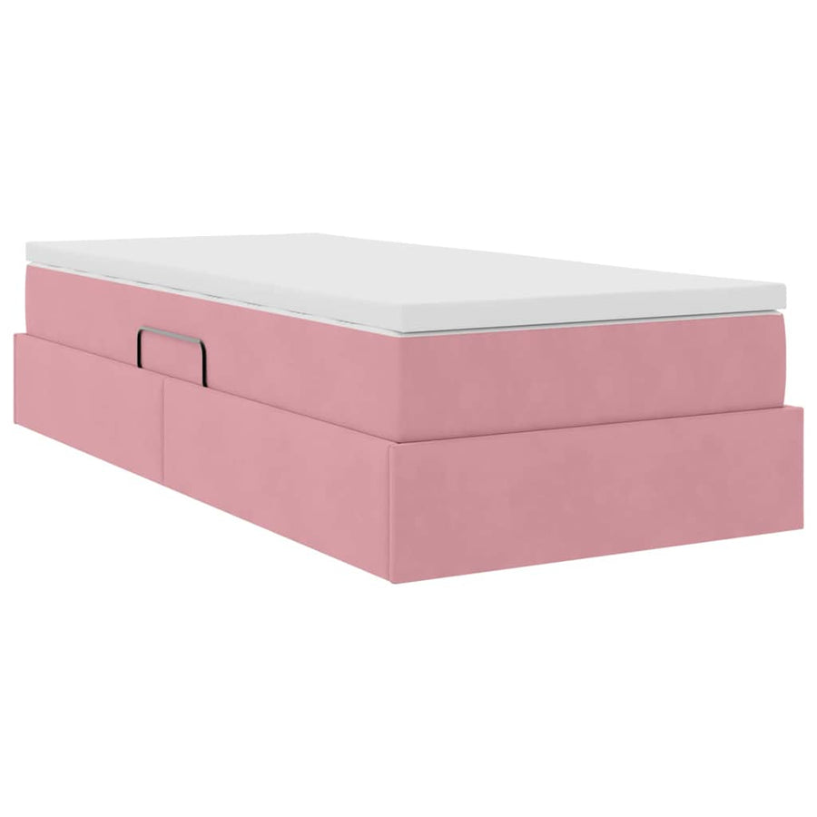 Opbergbed met matras met matras Roze 100 x 200 cm Fluweel