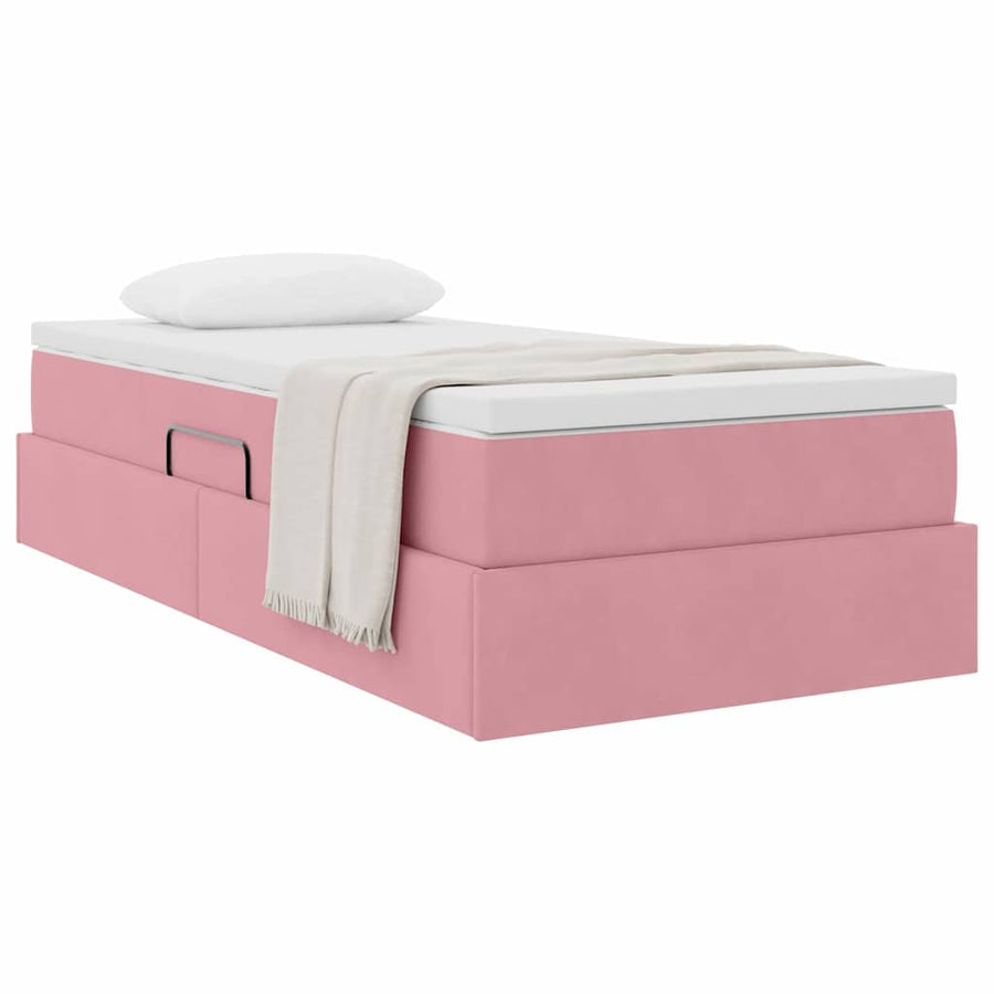 Opbergbed met matras met matras Roze 100 x 200 cm Fluweel