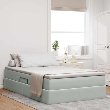 Opbergbed met matras met matras Lichtgrijs 120 x 190 cm Fluweel
