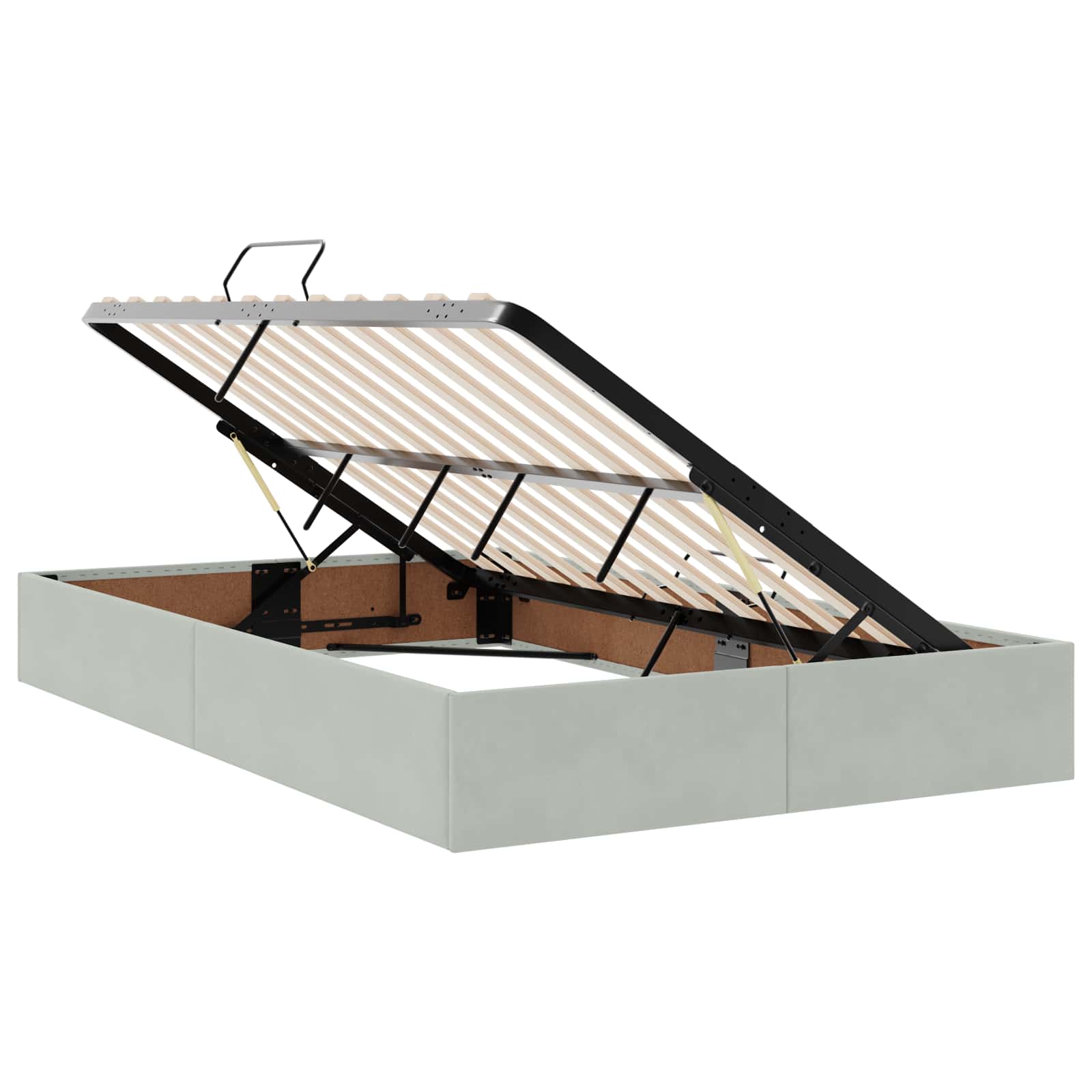 Opbergbed met matras met matras Lichtgrijs 120 x 190 cm Fluweel