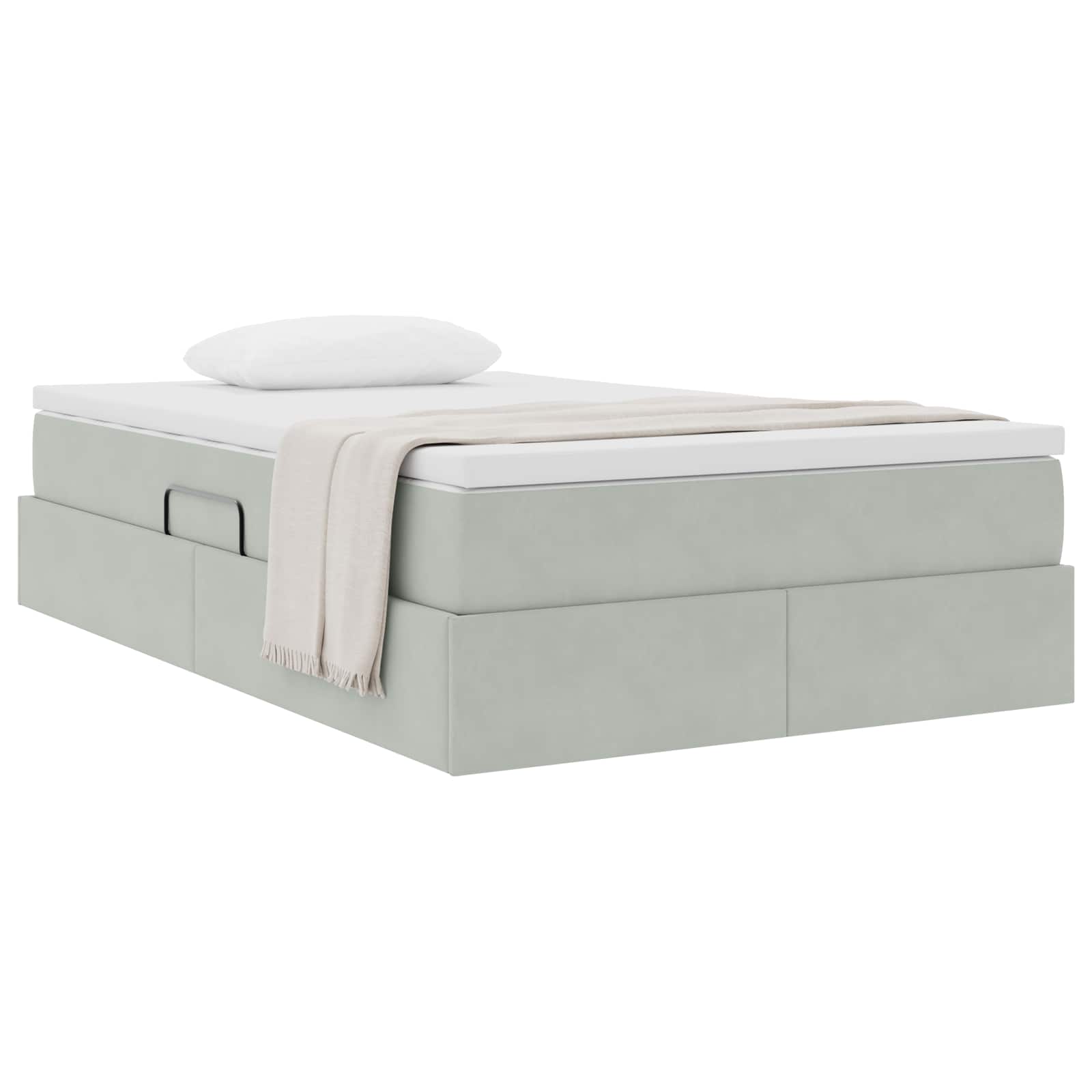 Opbergbed met matras met matras Lichtgrijs 120 x 190 cm Fluweel