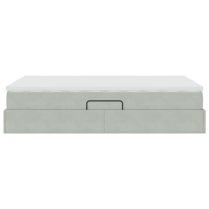 Opbergbed met matras met matras Lichtgrijs 120 x 190 cm Fluweel