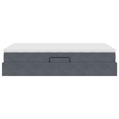 Opbergbed met matras Donkergrijs 120 x 190 cm Fluweel