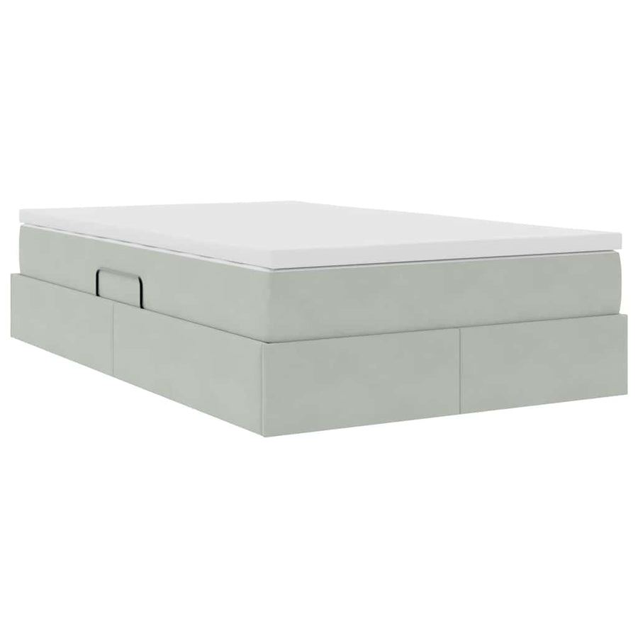Opbergbed met matras met matras Lichtgrijs 120 x 200 cm Fluweel