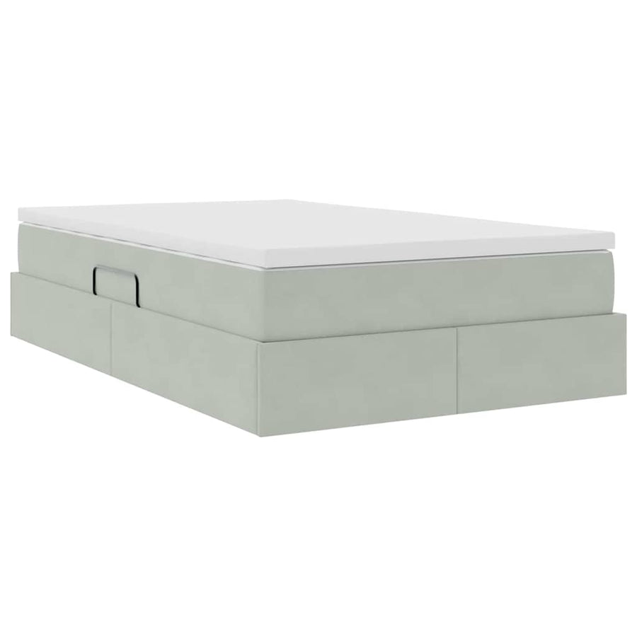 Opbergbed met matras met matras Lichtgrijs 120 x 200 cm Fluweel