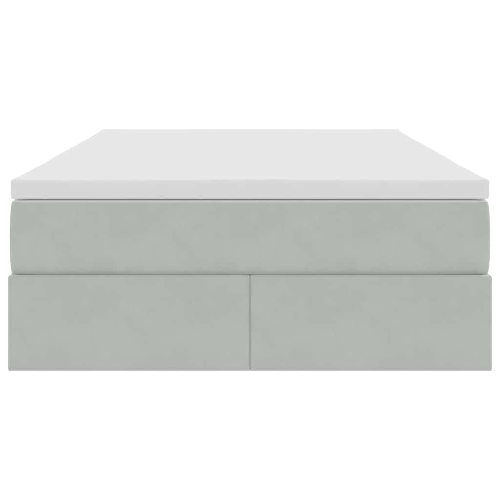 Opbergbed met matras met matras Lichtgrijs 120 x 200 cm Fluweel