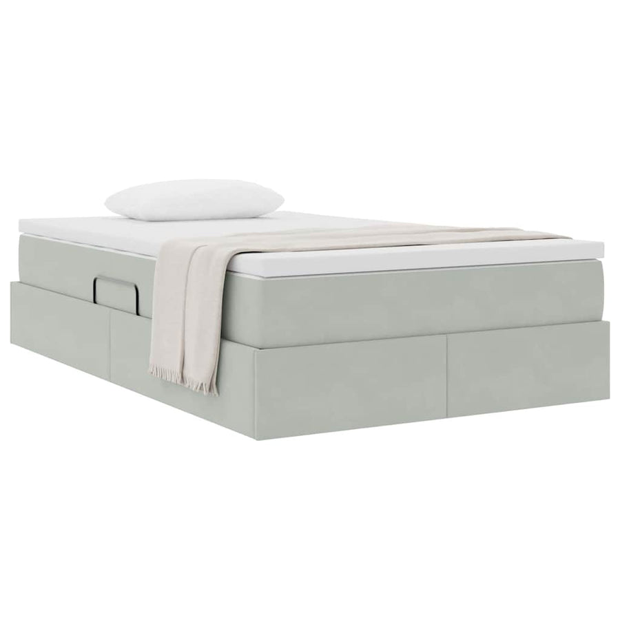 Opbergbed met matras met matras Lichtgrijs 120 x 200 cm Fluweel