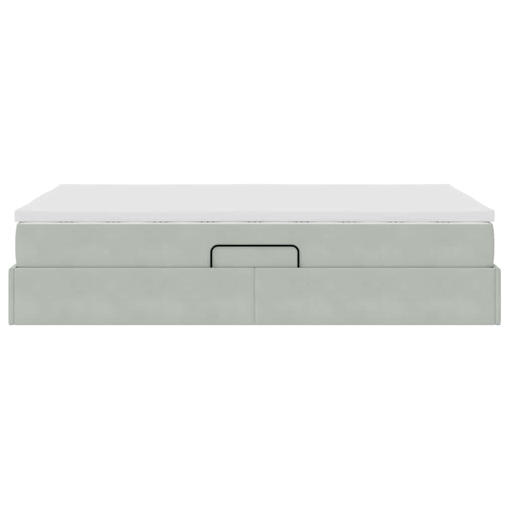Opbergbed met matras met matras Lichtgrijs 120 x 200 cm Fluweel