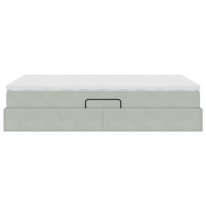 Opbergbed met matras met matras Lichtgrijs 120 x 200 cm Fluweel