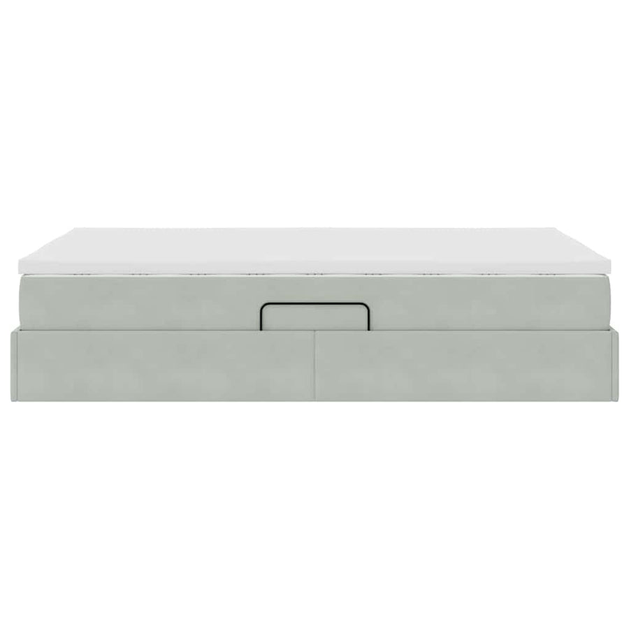 Opbergbed met matras met matras Lichtgrijs 120 x 200 cm Fluweel