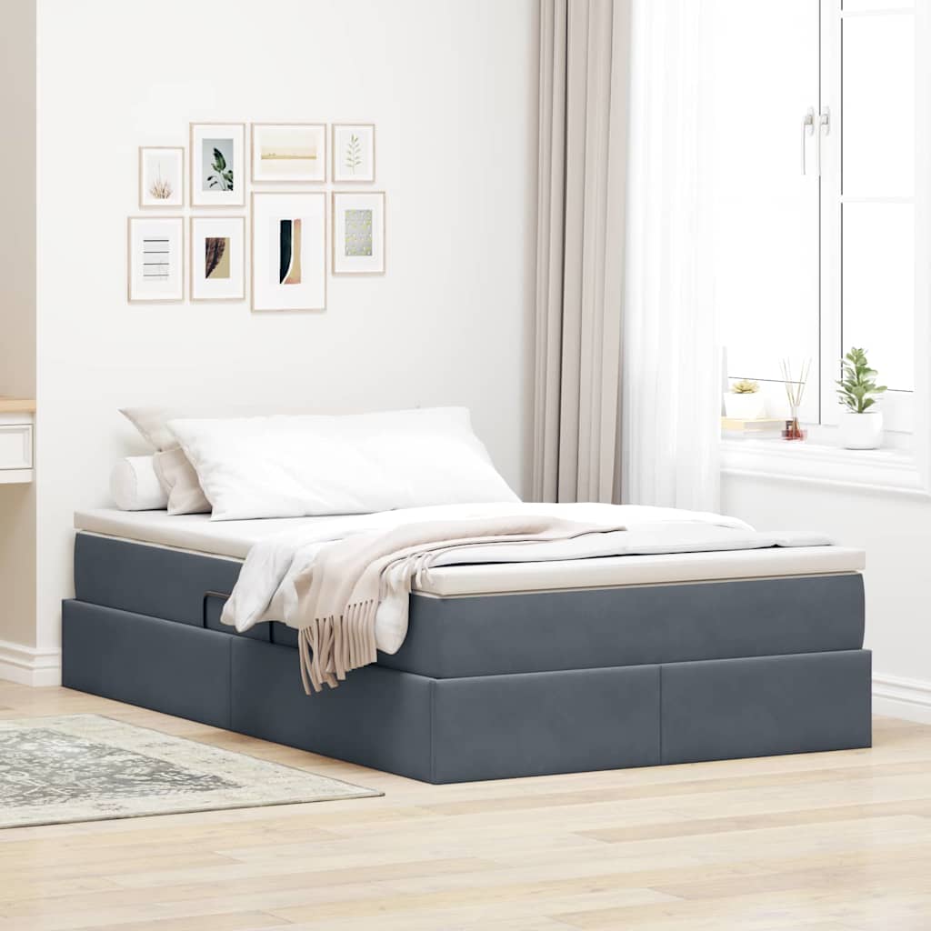 Opbergbed met matras Donkergrijs 120 x 200 cm Fluweel