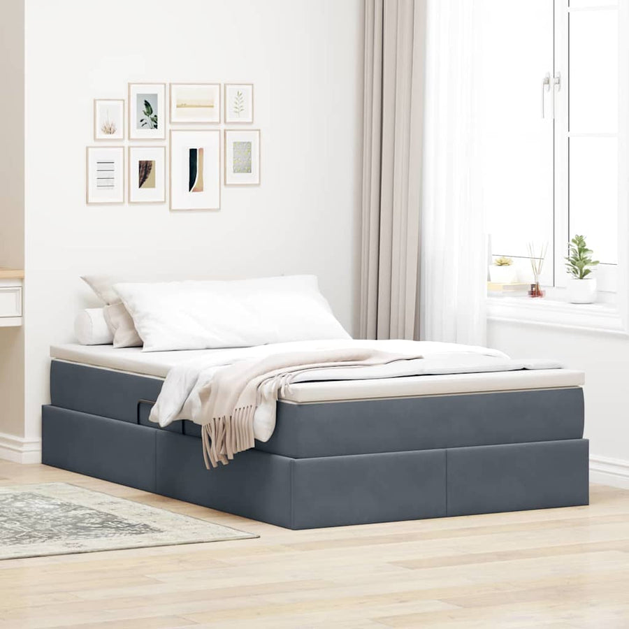 Opbergbed met matras Donkergrijs 120 x 200 cm Fluweel