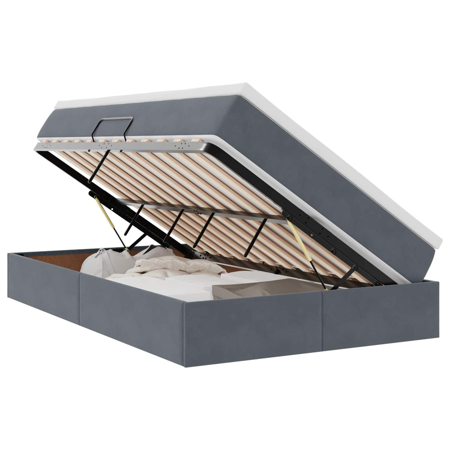 Opbergbed met matras Donkergrijs 120 x 200 cm Fluweel