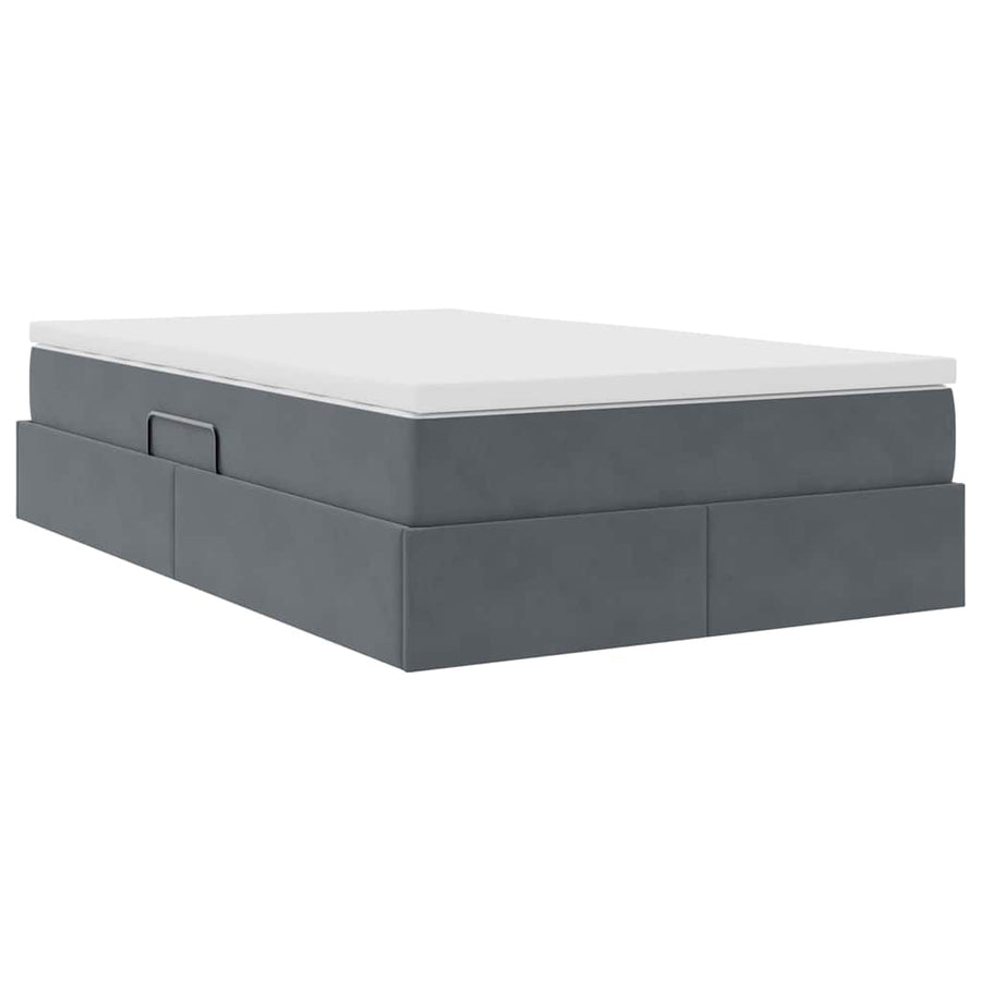 Opbergbed met matras Donkergrijs 120 x 200 cm Fluweel