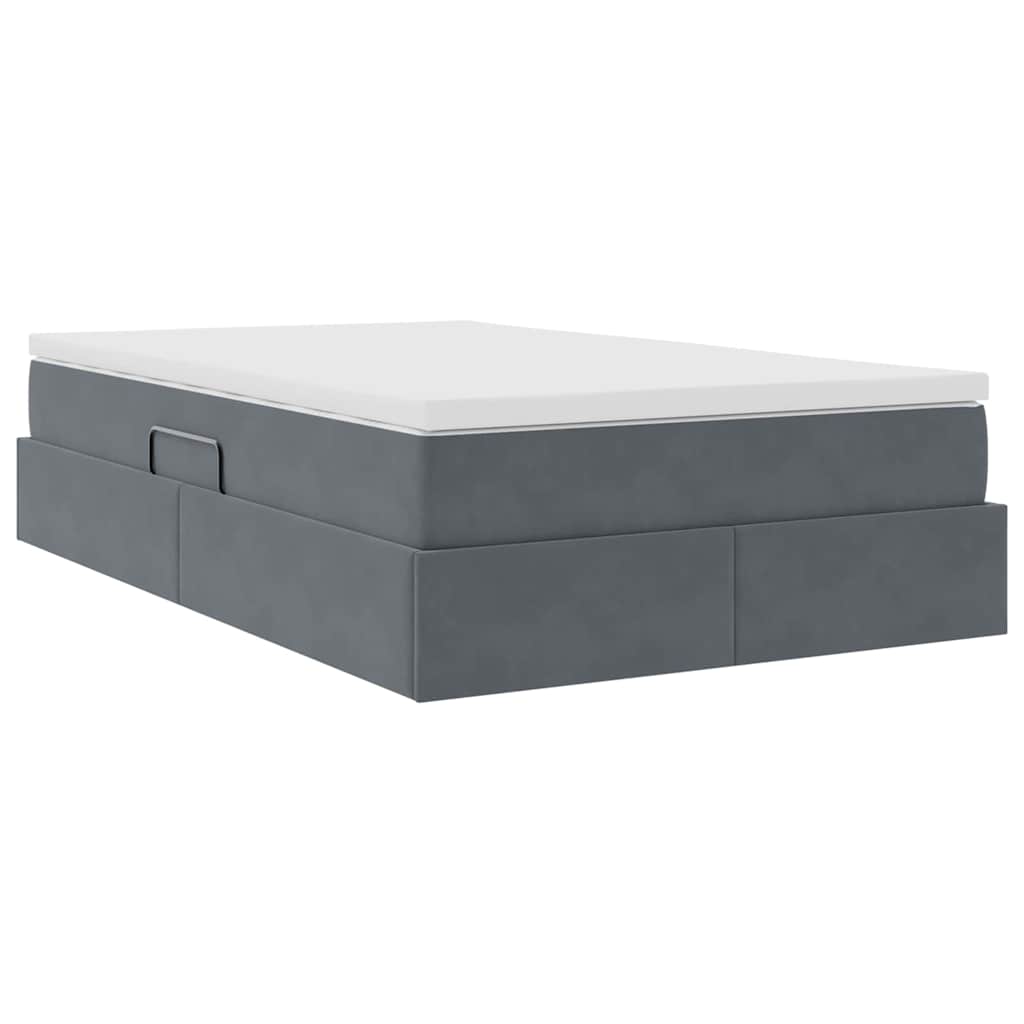 Opbergbed met matras Donkergrijs 120 x 200 cm Fluweel