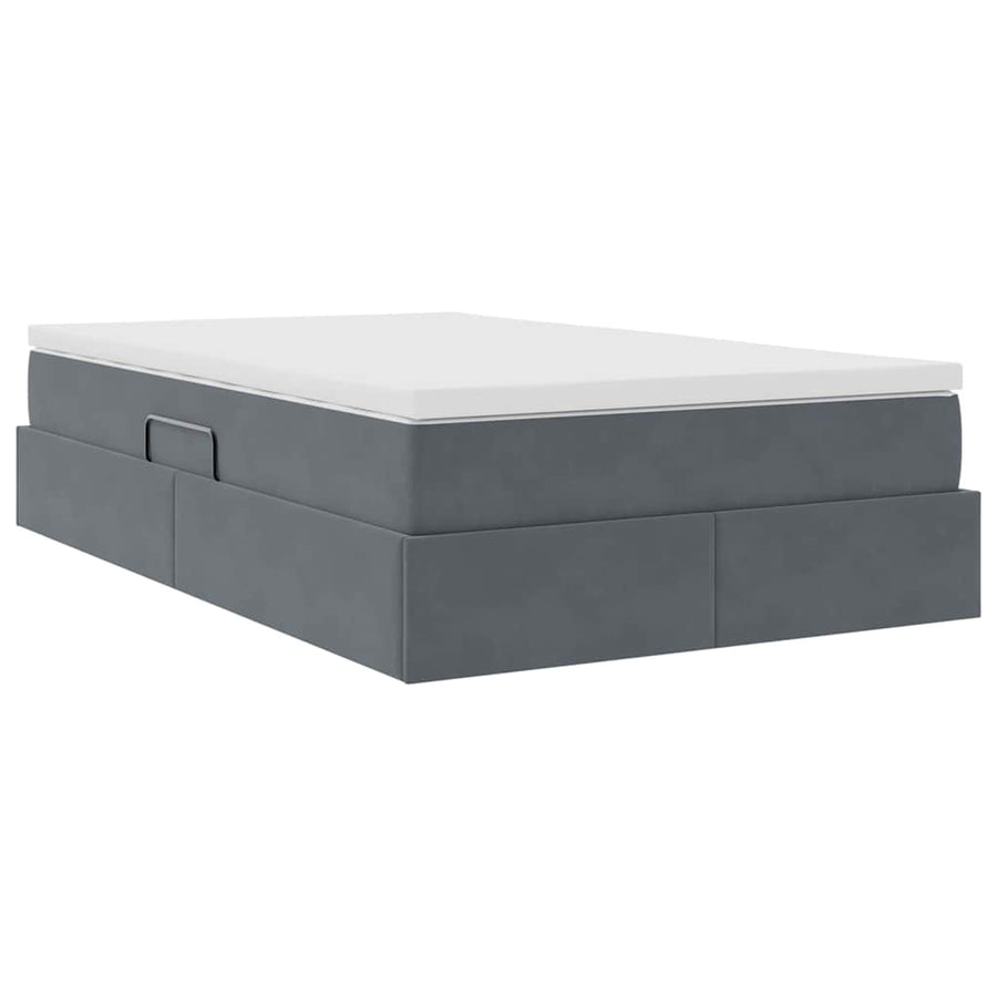 Opbergbed met matras Donkergrijs 120 x 200 cm Fluweel