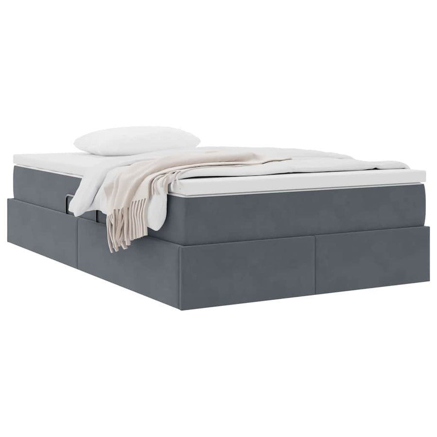 Opbergbed met matras Donkergrijs 120 x 200 cm Fluweel