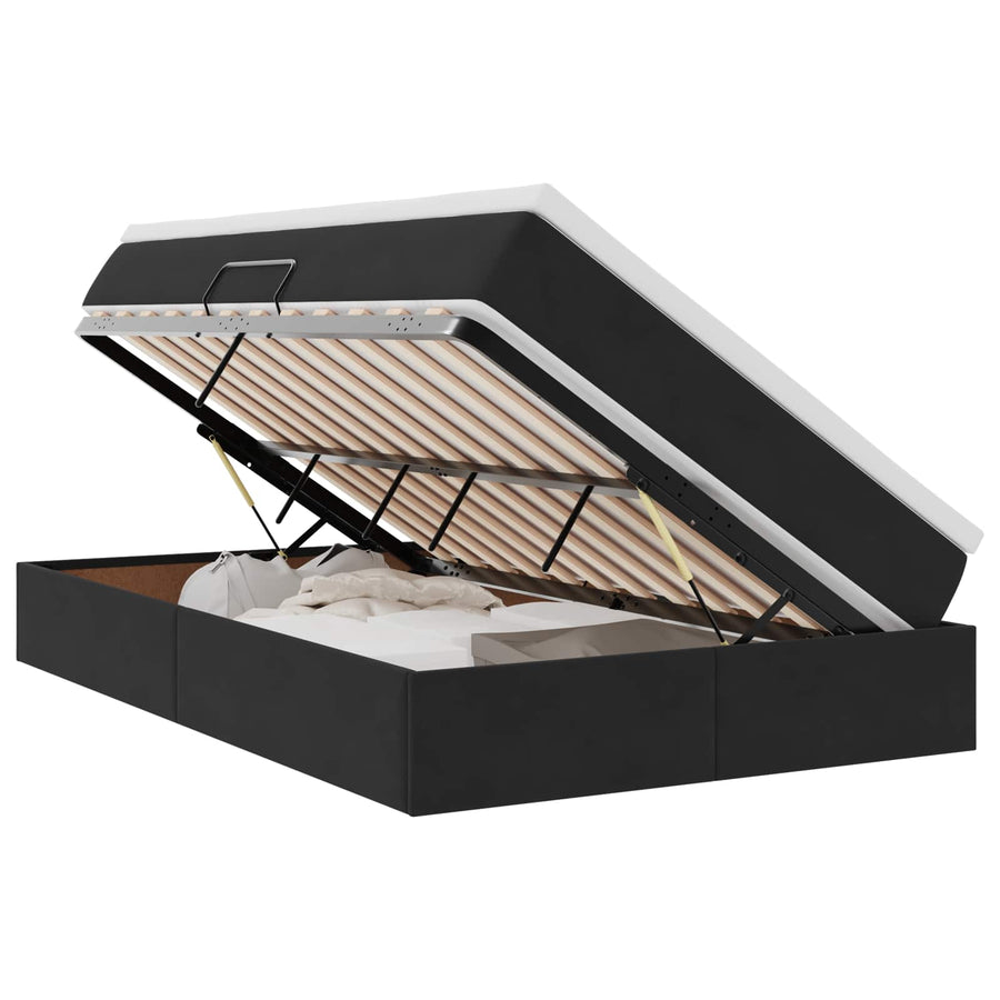 Opbergbed met matras met matras Zwart 120 x 200 cm Fluweel