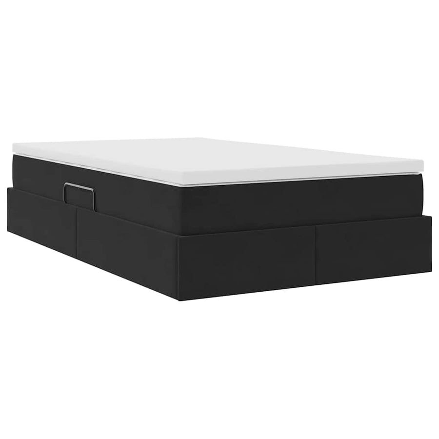 Opbergbed met matras met matras Zwart 120 x 200 cm Fluweel