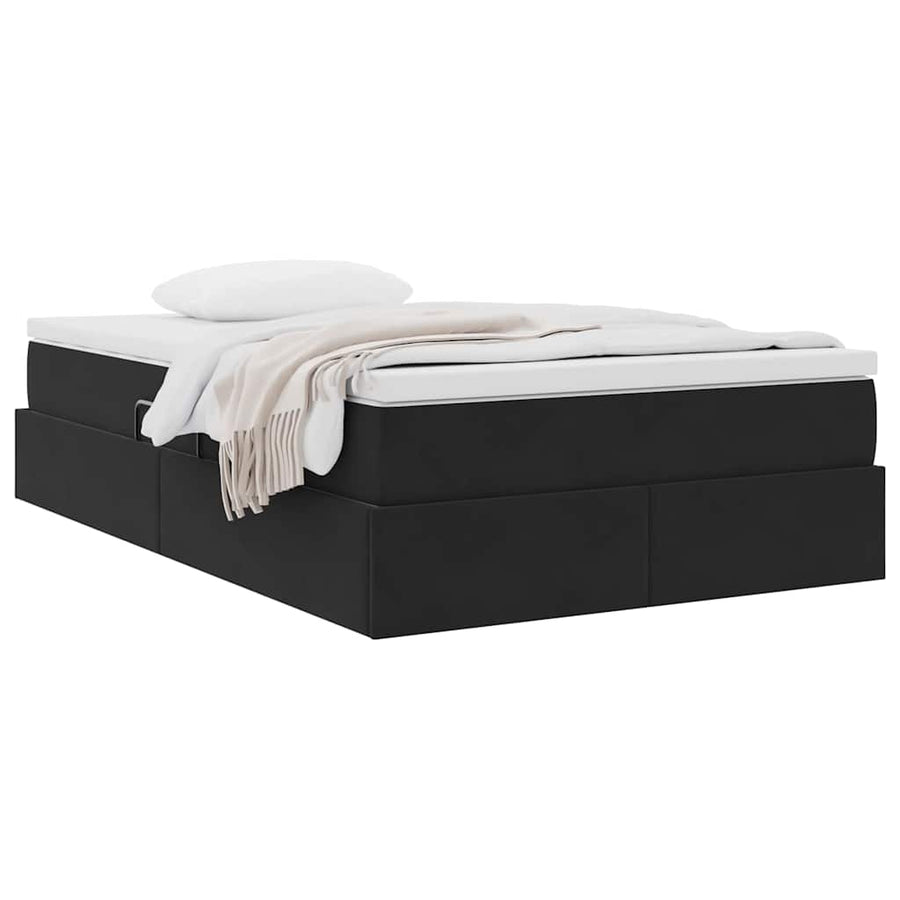 Opbergbed met matras met matras Zwart 120 x 200 cm Fluweel