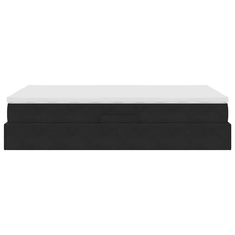 Opbergbed met matras met matras Zwart 120 x 200 cm Fluweel