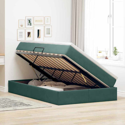 Opbergbed met matras Donkergroen 120 x 200 cm Fluweel