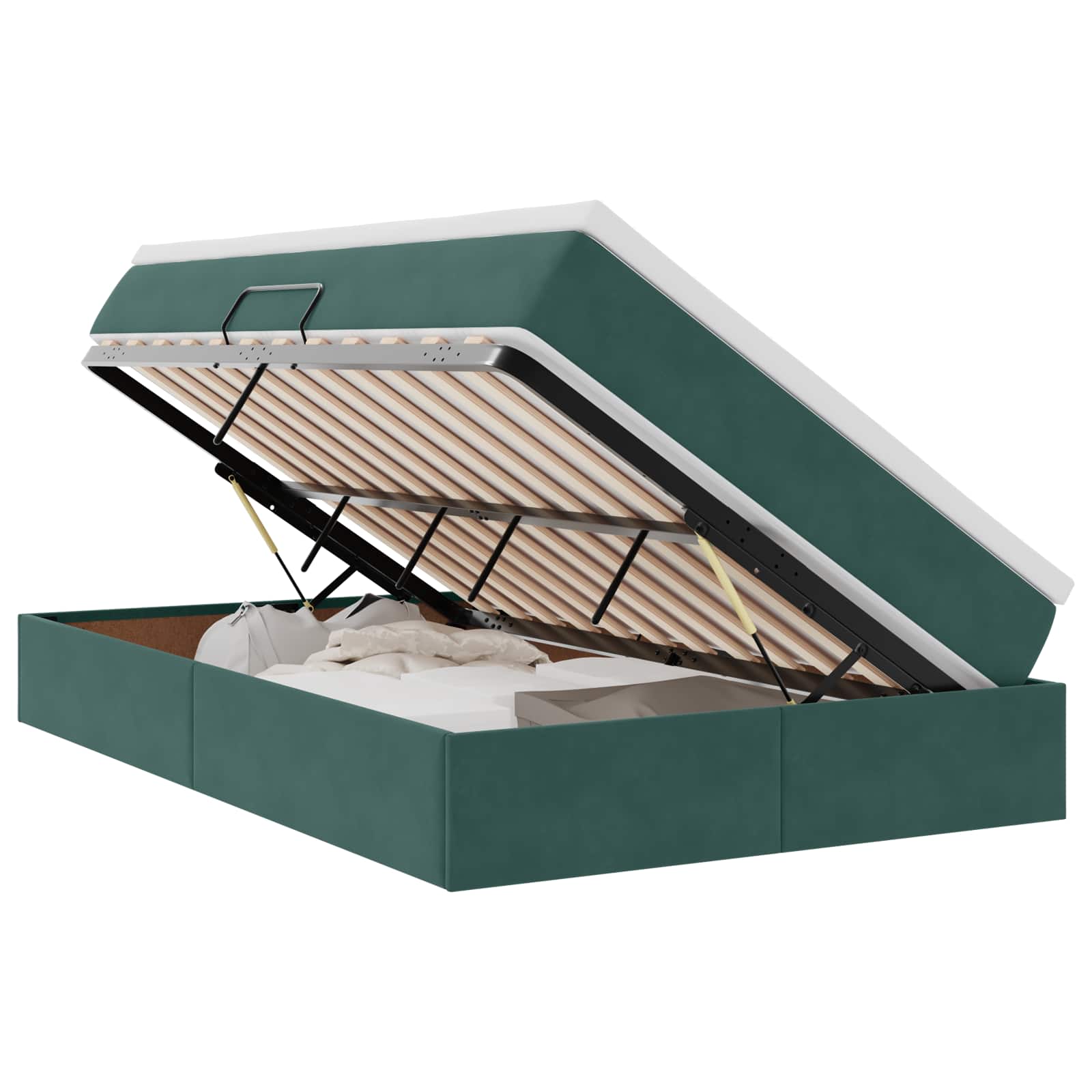 Opbergbed met matras Donkergroen 120 x 200 cm Fluweel
