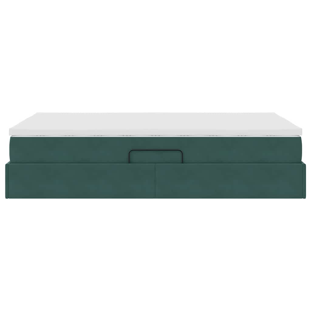 Opbergbed met matras Donkergroen 120 x 200 cm Fluweel