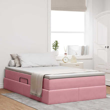 Opbergbed met matras met matras Roze 120 x 200 cm Fluweel