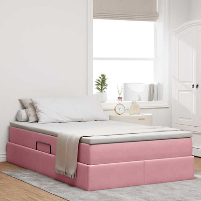 Opbergbed met matras met matras Roze 120 x 200 cm Fluweel