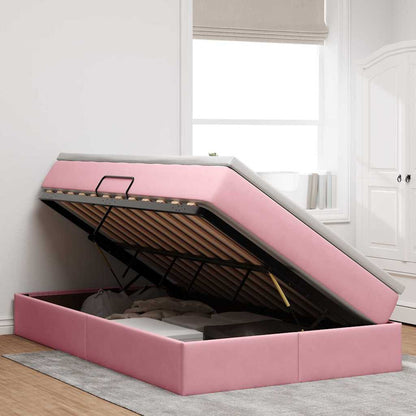 Opbergbed met matras met matras Roze 120 x 200 cm Fluweel