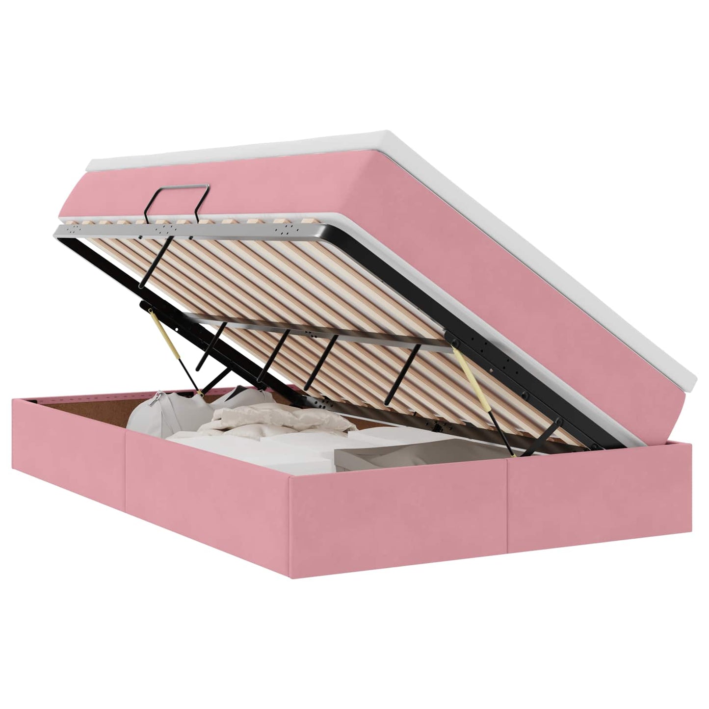 Opbergbed met matras met matras Roze 120 x 200 cm Fluweel