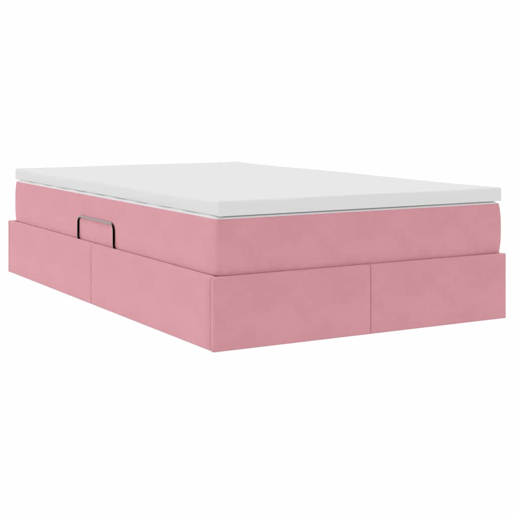 Opbergbed met matras met matras Roze 120 x 200 cm Fluweel