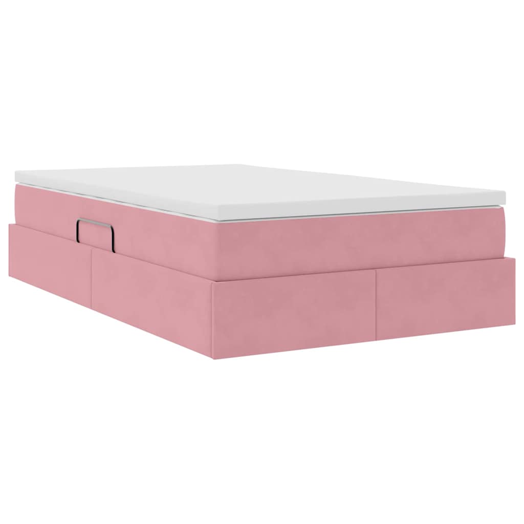 Opbergbed met matras met matras Roze 120 x 200 cm Fluweel