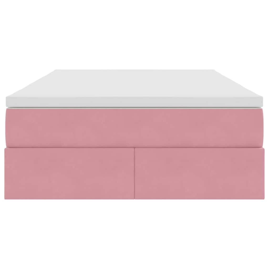 Opbergbed met matras met matras Roze 120 x 200 cm Fluweel