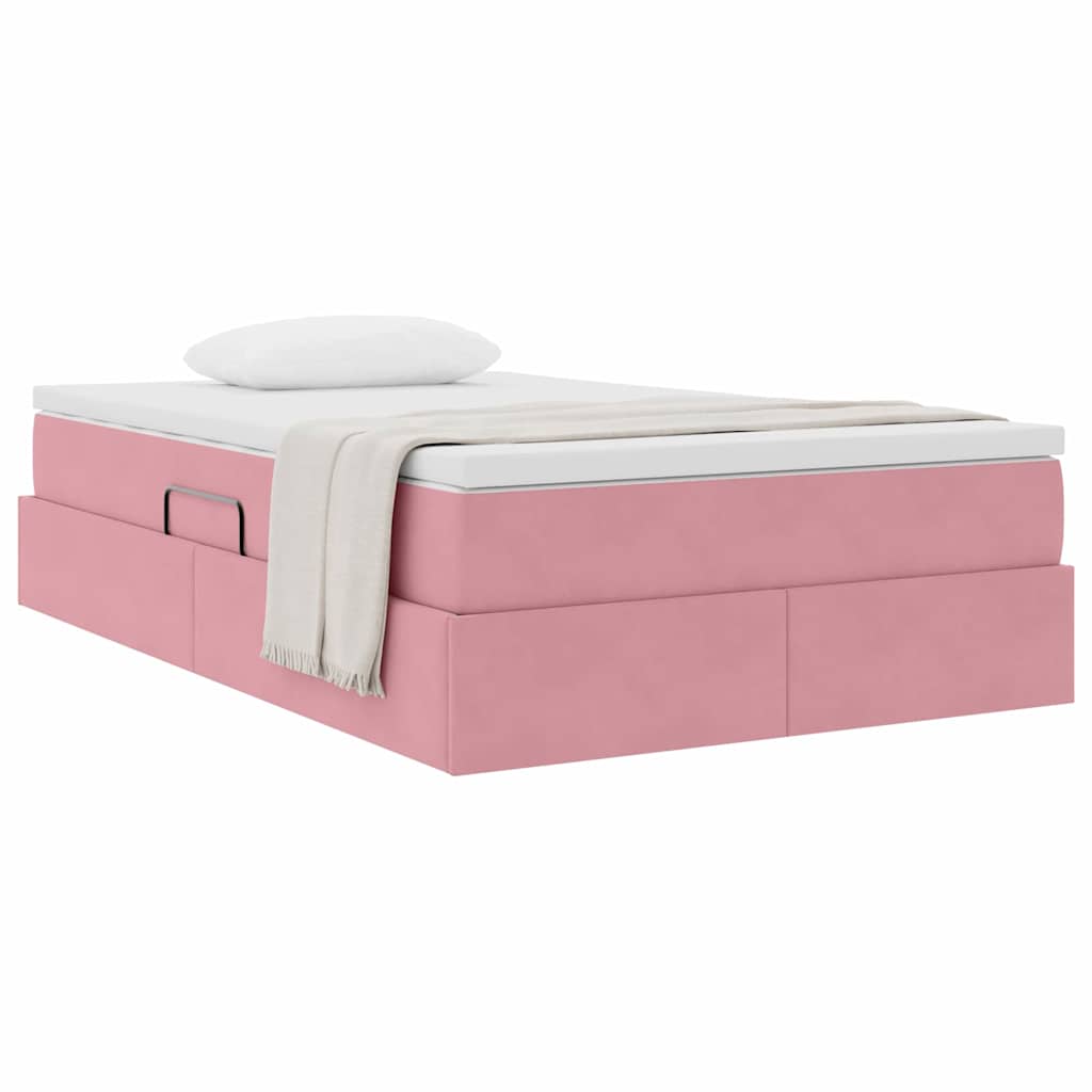 Opbergbed met matras met matras Roze 120 x 200 cm Fluweel