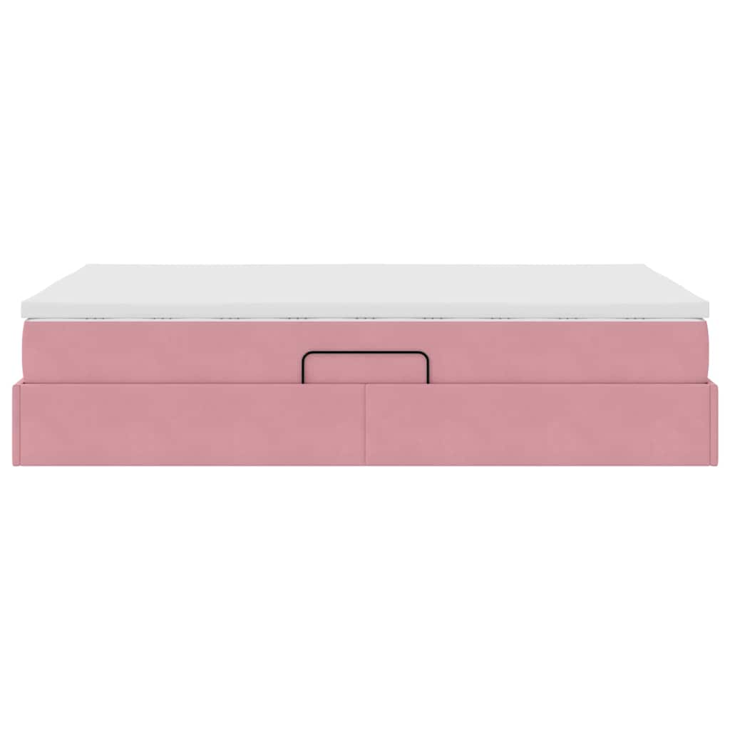 Opbergbed met matras met matras Roze 120 x 200 cm Fluweel