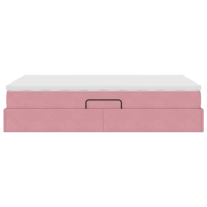 Opbergbed met matras met matras Roze 120 x 200 cm Fluweel