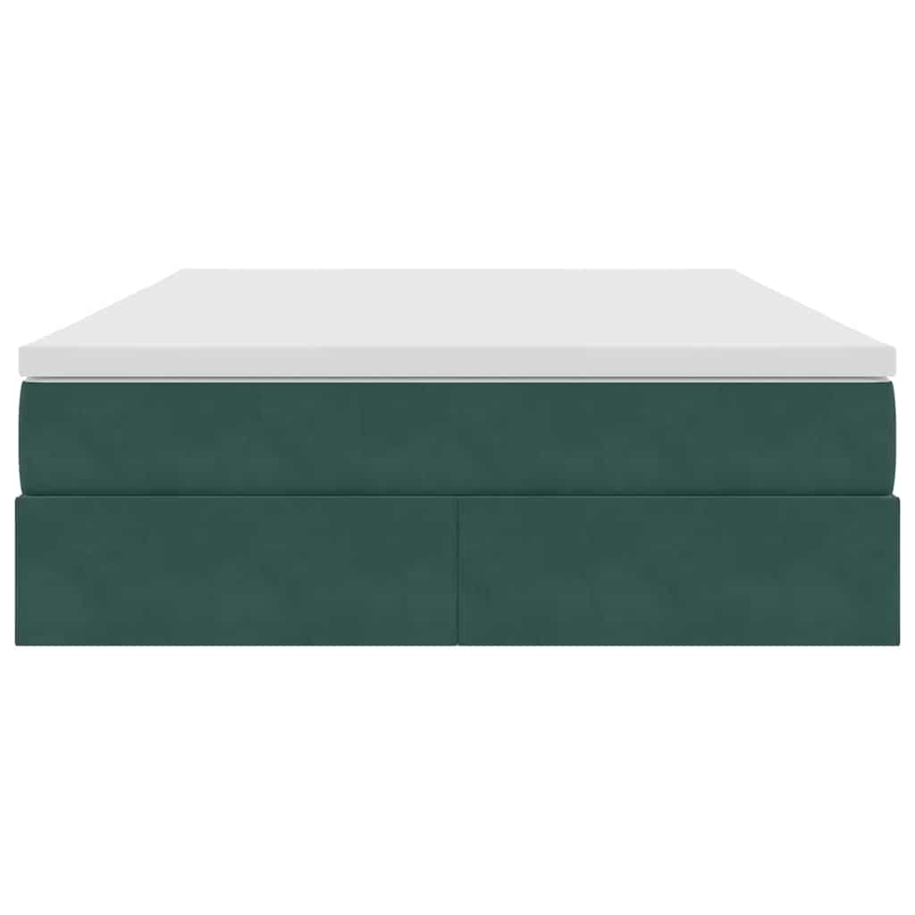 Opbergbed met matras Donkergroen 140 x 190 cm Fluweel