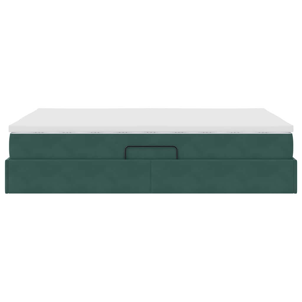 Opbergbed met matras Donkergroen 140 x 190 cm Fluweel