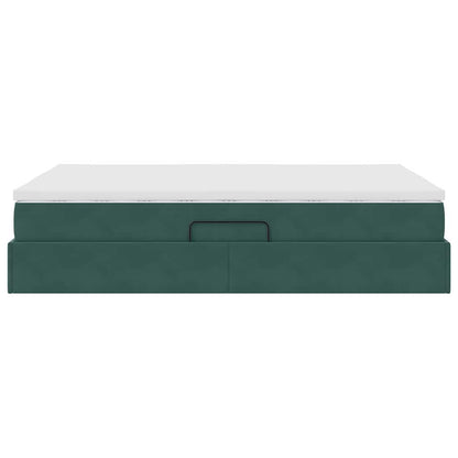 Opbergbed met matras Donkergroen 140 x 190 cm Fluweel