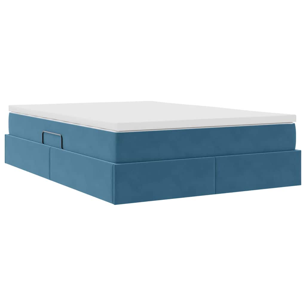 Opbergbed met matras Donkerblauw 140 x 190 cm Fluweel