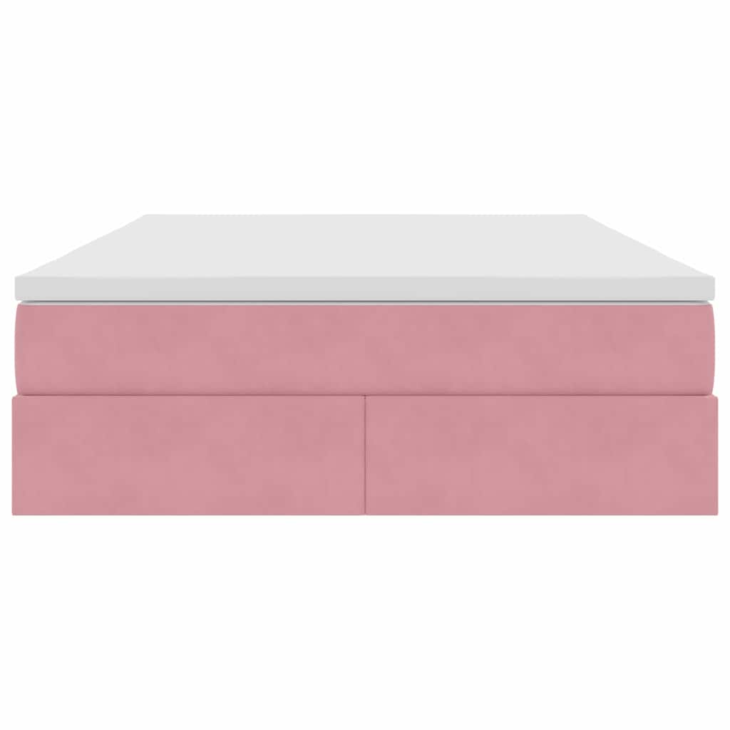 Opbergbed met matras met matras Roze 140 x 190 cm Fluweel