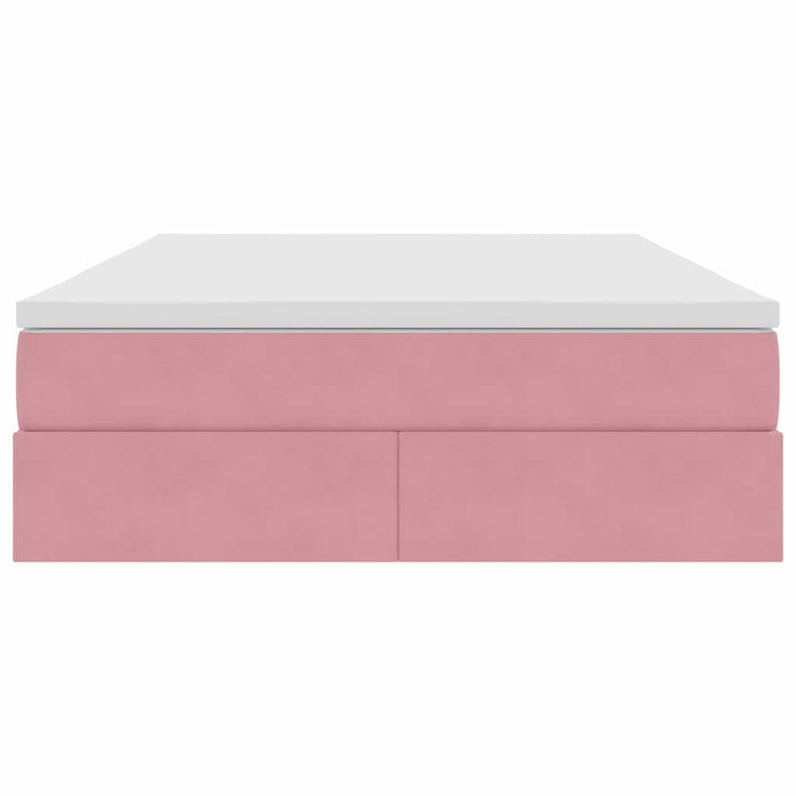 Opbergbed met matras met matras Roze 140 x 190 cm Fluweel