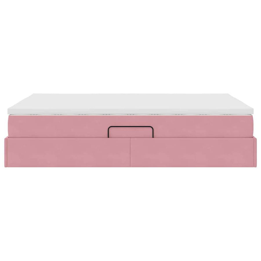 Opbergbed met matras met matras Roze 140 x 190 cm Fluweel