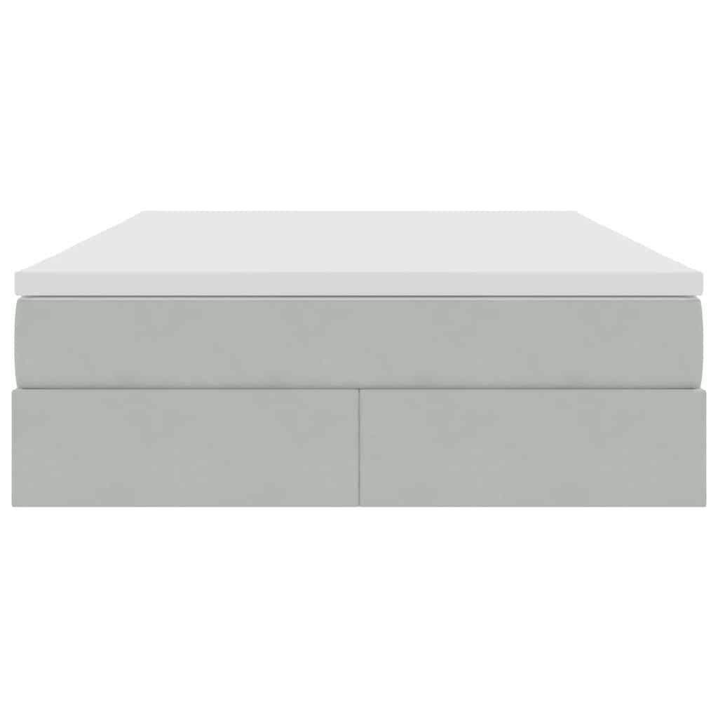 Opbergbed met matras met matras Lichtgrijs 140 x 200 cm Fluweel